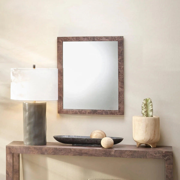 Reversible Charcoal Burl Wood Rectangle Wall Mirror Wall Mirrors LOOMLAN By Jamie Young