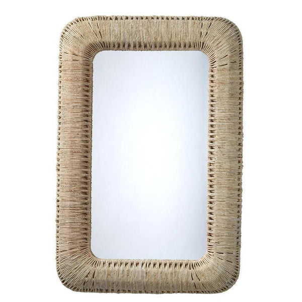 Reversible Corn Straw Rope Hollis Rectangle Wall Mirror Wall Mirrors LOOMLAN By Jamie Young