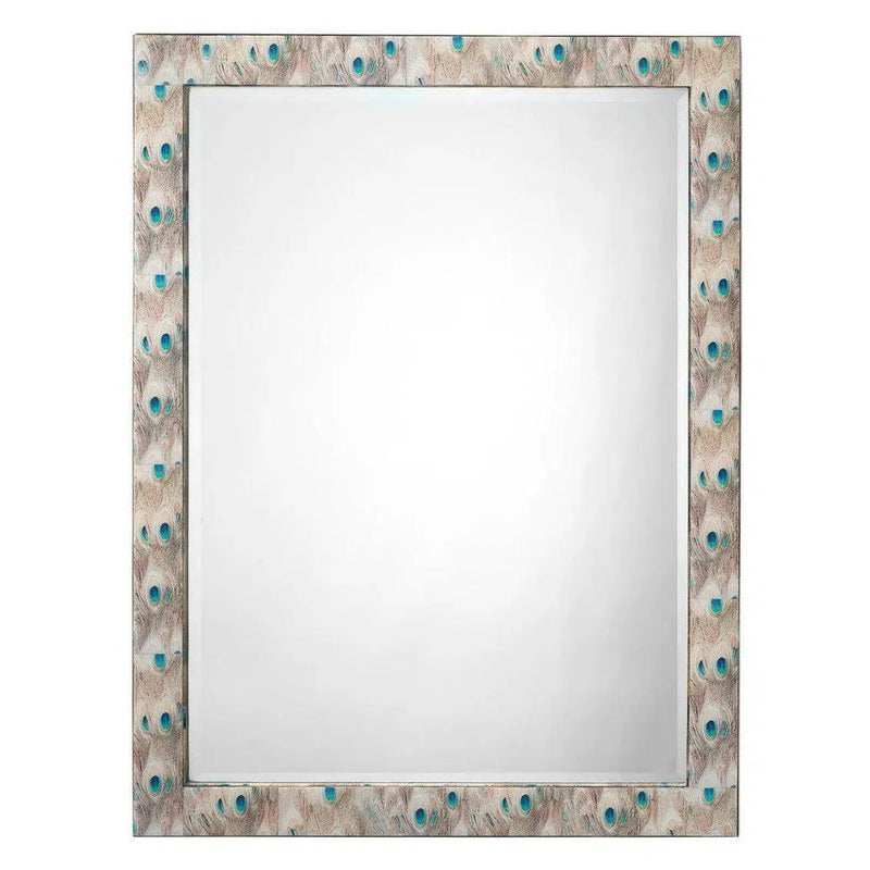 Reversible Cream Lacquer Paper Plume Rectangle Wall Mirror Wall Mirrors LOOMLAN By Jamie Young