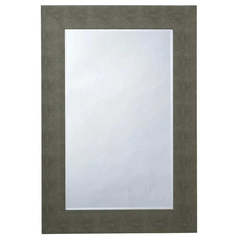 Reversible Grey Faux Shagreen Structure Rectangle Wall Mirror Wall Mirrors LOOMLAN By Jamie Young