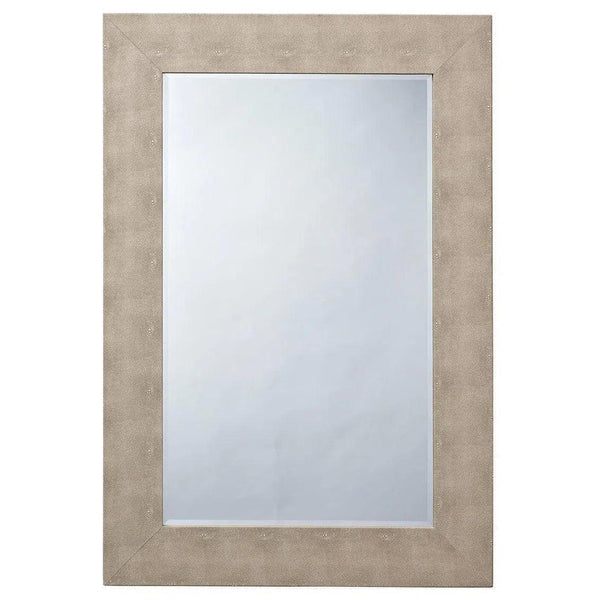 Reversible Ivory Faux Shagreen Structure Rectangle Wall Mirror Wall Mirrors LOOMLAN By Jamie Young