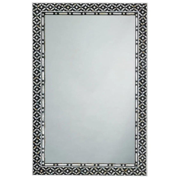 Reversible Position Black Mother of Pearl Evelyn Wall Mirror Wall Mirrors LOOMLAN By Jamie Young