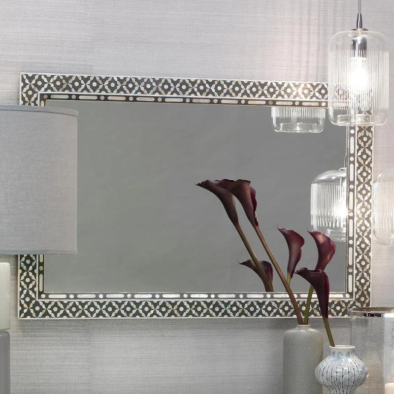 Reversible Position Black Mother of Pearl Evelyn Wall Mirror Wall Mirrors LOOMLAN By Jamie Young