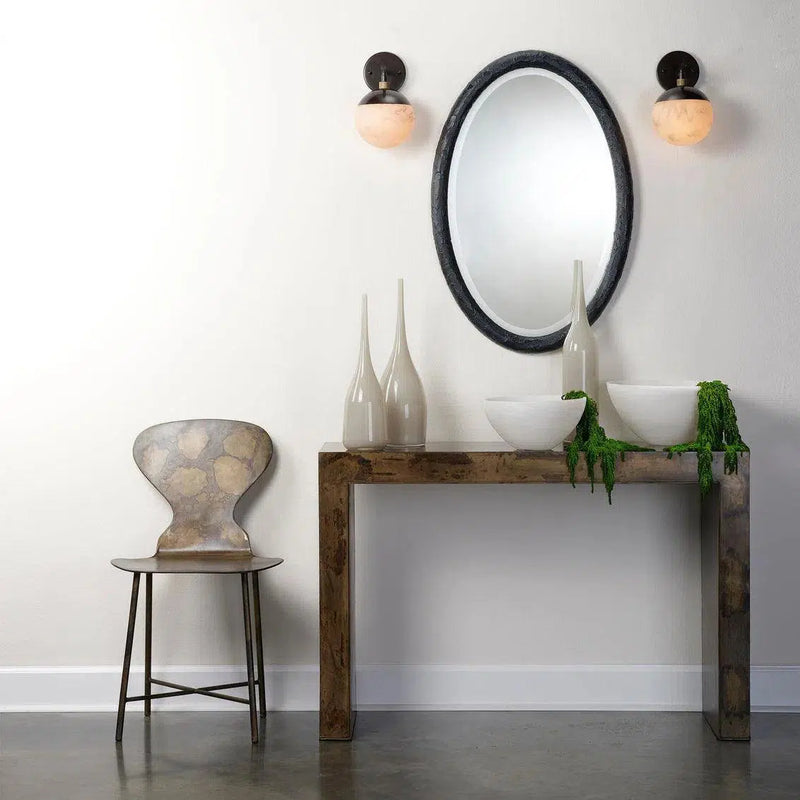 Reversible Position Black Polyresin Ovation Oval Wall Mirror Wall Mirrors LOOMLAN By Jamie Young