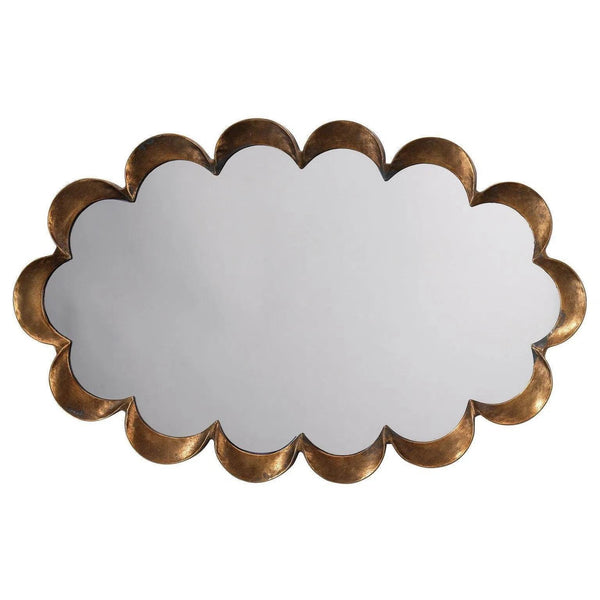 Reversible Position Brass Scalloped Wall Mirror Wall Mirrors LOOMLAN By Jamie Young