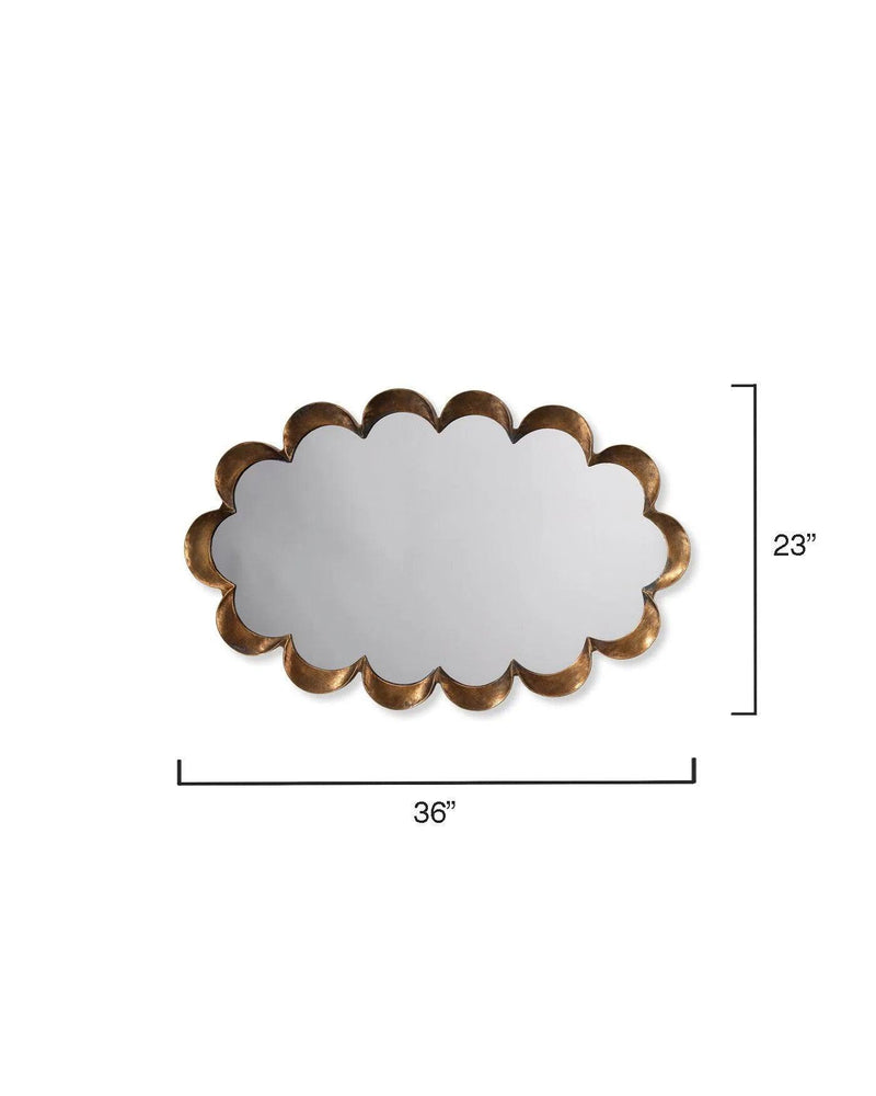 Reversible Position Brass Scalloped Wall Mirror Wall Mirrors LOOMLAN By Jamie Young