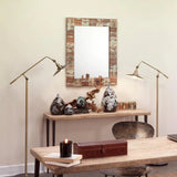 Reversible Position Brown Rectangle Faux Horn Wall Mirror Wall Mirrors LOOMLAN By Jamie Young