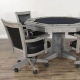 Reversible Top Poker Game Table With Matching Swivel Leather Chairs Game Tables LOOMLAN By Sunny D