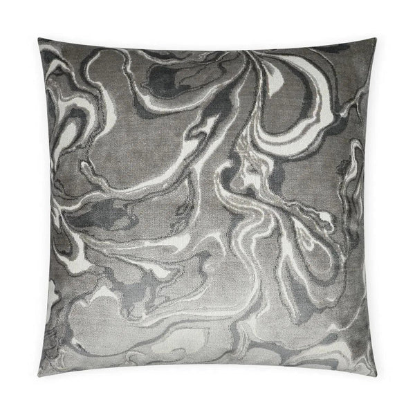 Rhapsody Grey Abstract Grey Large Throw Pillow With Insert Throw Pillows LOOMLAN By D.V. Kap