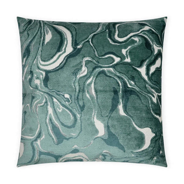 Rhapsody Laguna Turquoise Teal Large Throw Pillow With Insert Throw Pillows LOOMLAN By D.V. Kap