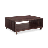 Rhys Solid Acacia Wood Dark Brown Rectangular Coffee Table Coffee Tables LOOMLAN By Moe's Home