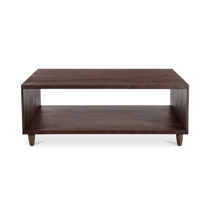 Rhys Solid Acacia Wood Dark Brown Rectangular Coffee Table Coffee Tables LOOMLAN By Moe's Home