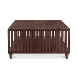 Rhys Solid Acacia Wood Dark Brown Rectangular Coffee Table Coffee Tables LOOMLAN By Moe's Home