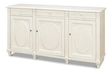 Ribbon Three Door Sideboard Antique White Sideboards LOOMLAN By Sarreid