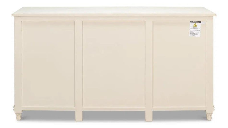 Ribbon Three Door Sideboard Antique White Sideboards LOOMLAN By Sarreid