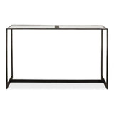 Ridged Iron Console Table White Marble, Large Console Tables LOOMLAN By Sarreid