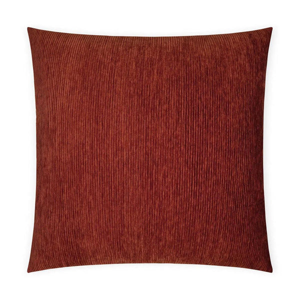 Ridges Paprika Solid Stripes Textured Red Large Throw Pillow With Insert Throw Pillows LOOMLAN By D.V. Kap