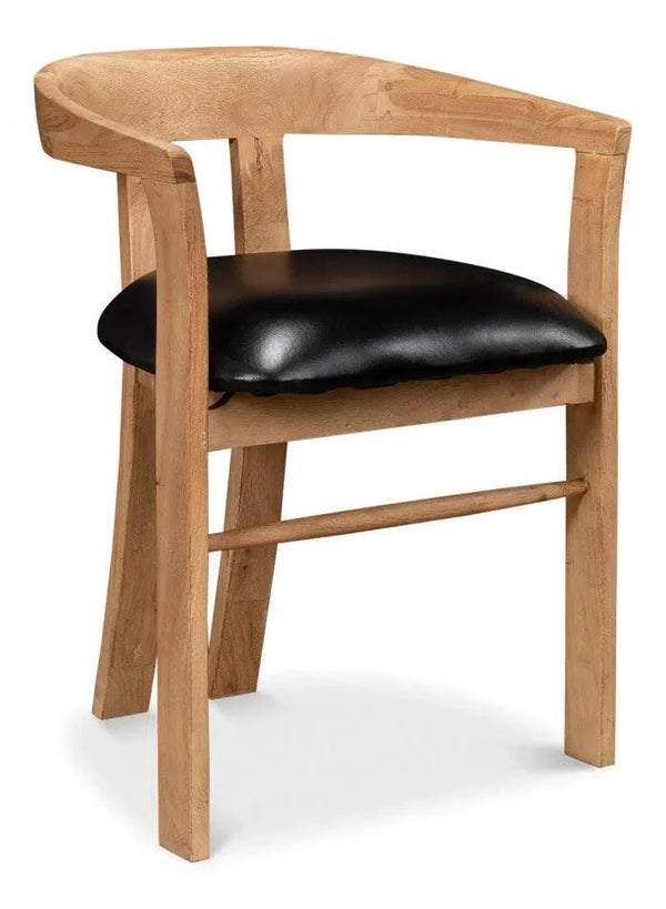 Rift Leather Seat Curved Back Dining Chair (Set Of 2)