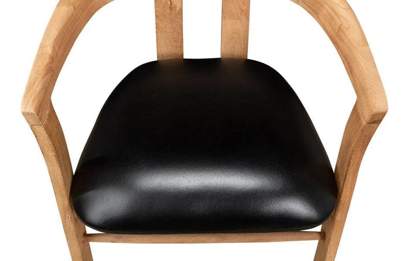 Rift Dining Chairs Set of 2 Black Leather Seat Curved Back Dining Chairs LOOMLAN By Sarreid