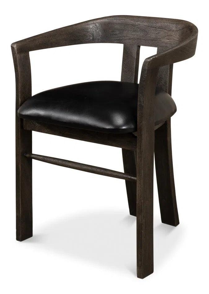 Rift Leather Seat Curved Back Dining Chair (Set Of 2)