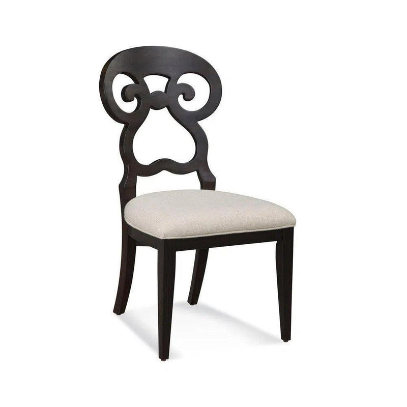 Riley Wood and Fabric Black Armless Dining Chair Dining Chairs LOOMLAN By Bassett Mirror