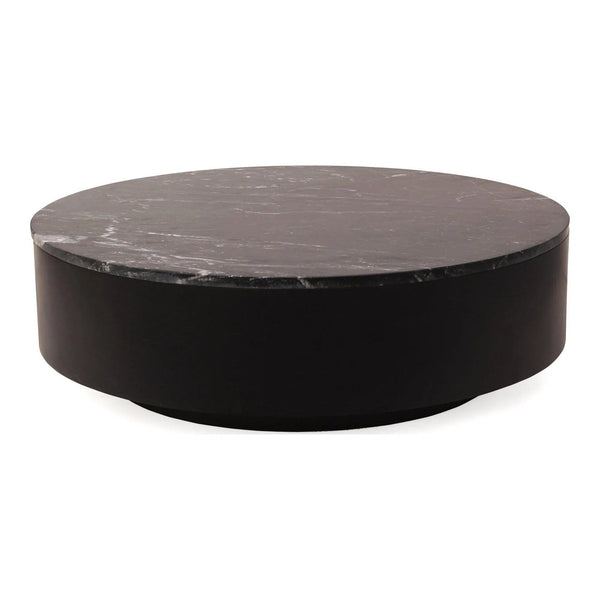 Ritual Black Marble and Wood Round Coffee Table Coffee Tables LOOMLAN By Moe's Home