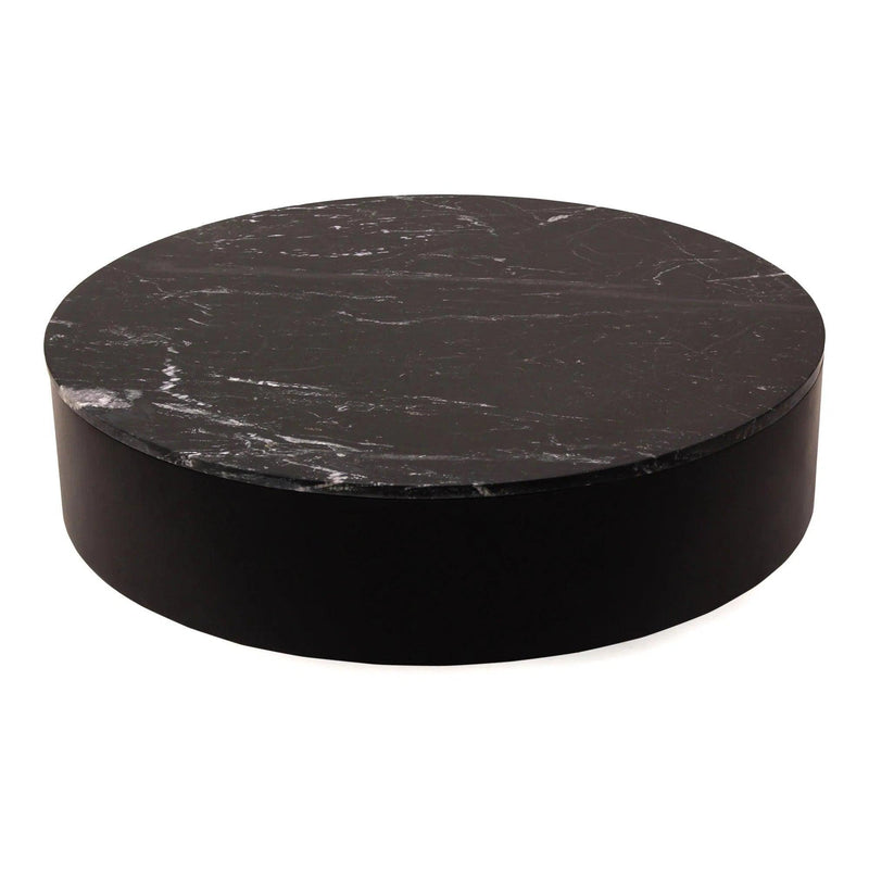 Ritual Black Marble and Wood Round Coffee Table Coffee Tables LOOMLAN By Moe's Home