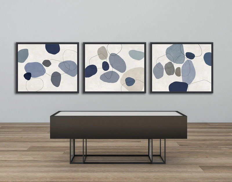 River Stones Blue I Artwork Framed Canvas With Floating Frame Artwork LOOMLAN By LOOMLAN