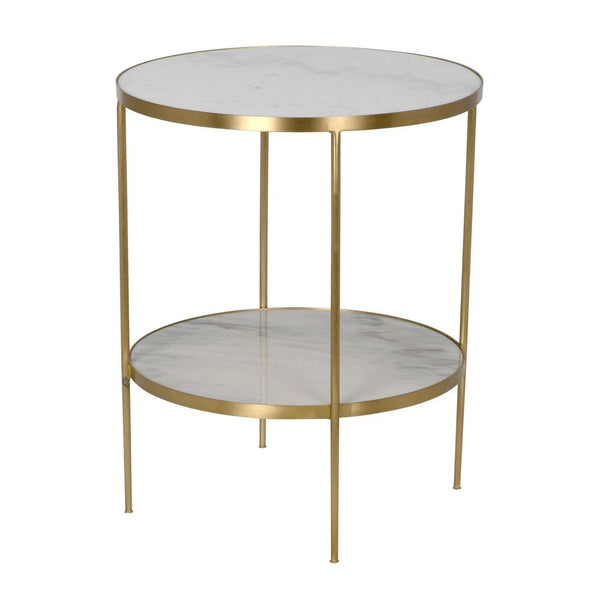 Rivoli Steel and Marble White Round Side Table Side Tables LOOMLAN By Noir