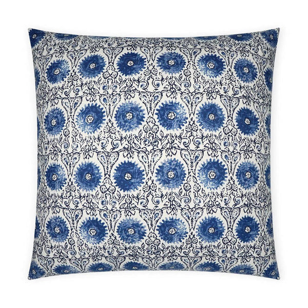 Riya Sapphire Global Blue Navy Large Throw Pillow With Insert Throw Pillows LOOMLAN By D.V. Kap