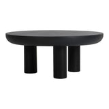 Rocca Concrete and Wood Black Round Coffee Table Coffee Tables LOOMLAN By Moe's Home