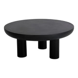 Rocca Concrete and Wood Black Round Coffee Table Coffee Tables LOOMLAN By Moe's Home