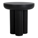 Rocca Concrete and Wood Black Round Side Table Side Tables LOOMLAN By Moe's Home