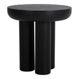 Rocca Concrete and Wood Black Round Side Table Side Tables LOOMLAN By Moe's Home