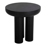 Rocca Concrete and Wood Black Round Side Table Side Tables LOOMLAN By Moe's Home