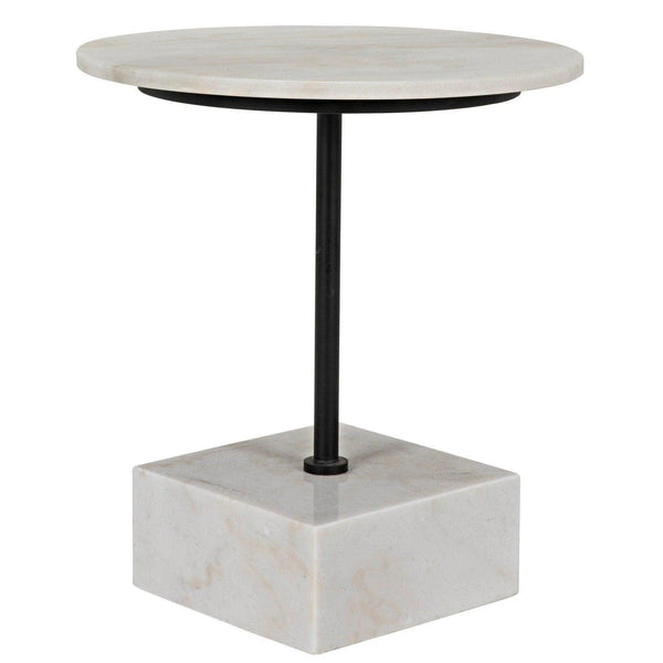 Rodin Steel and Marble Round Side Table Side Tables LOOMLAN By Noir