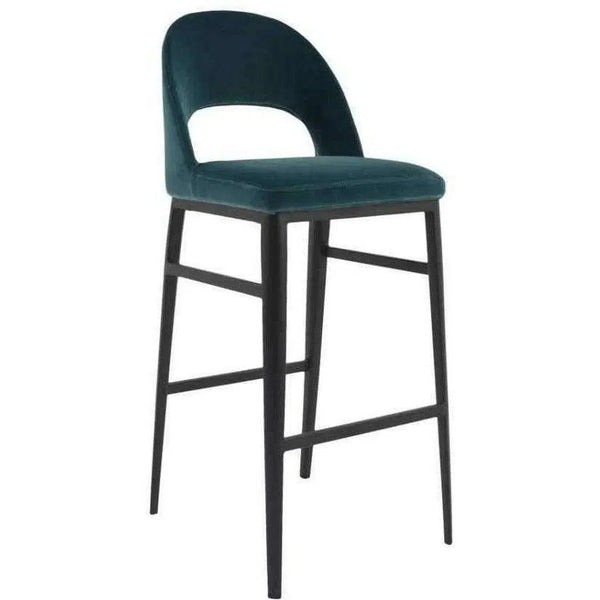 Roger Barstool Teal Velvet Blue Retro Bar Stools LOOMLAN By Moe's Home