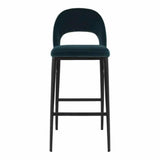 Roger Barstool Teal Velvet Blue Retro Bar Stools LOOMLAN By Moe's Home