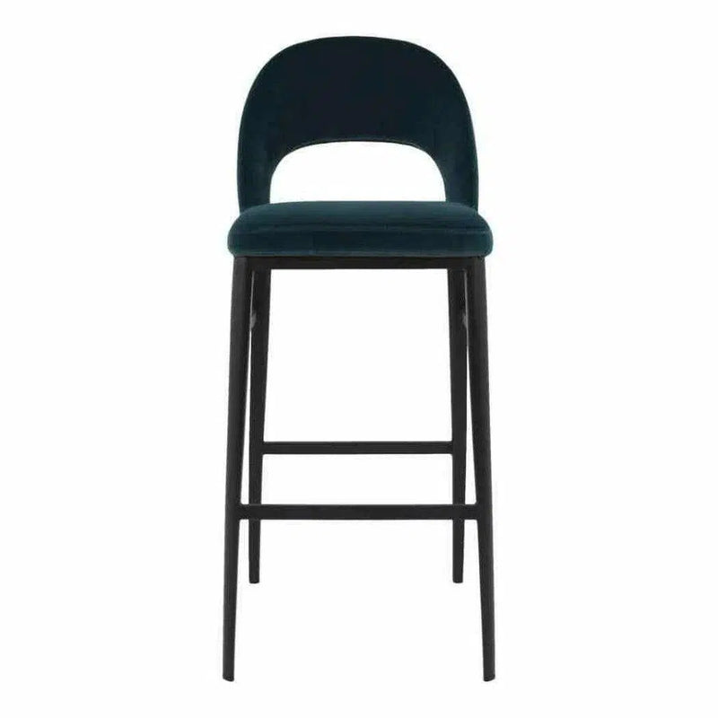 Roger Barstool Teal Velvet Blue Retro Bar Stools LOOMLAN By Moe's Home