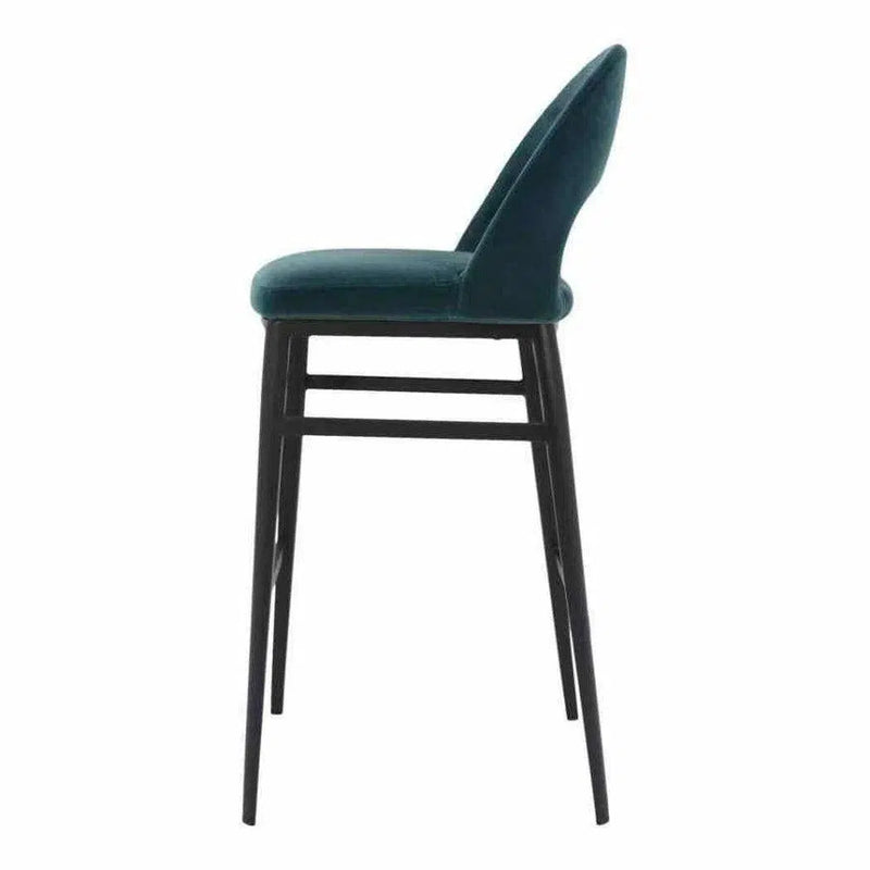 Roger Barstool Teal Velvet Blue Retro Bar Stools LOOMLAN By Moe's Home