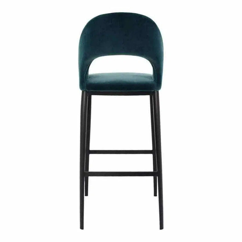 Roger Barstool Teal Velvet Blue Retro Bar Stools LOOMLAN By Moe's Home