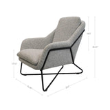 Romeo Lounge chair Light Grey Tweed Upholstered Seat Club Chairs LOOMLAN By LH Imports