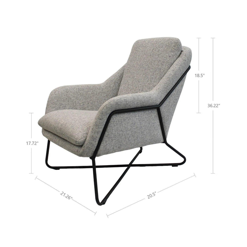 Romeo Lounge chair Light Grey Tweed Upholstered Seat Club Chairs LOOMLAN By LH Imports