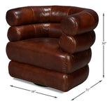 Rondo Leather Brown Armless Swivel Chair Club Chairs LOOMLAN By Sarreid