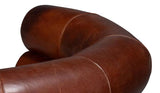 Rondo Leather Brown Armless Swivel Chair Club Chairs LOOMLAN By Sarreid