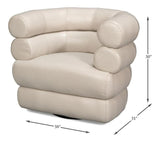 Rondo Leather White Armless Swivel Chair Club Chairs LOOMLAN By Sarreid