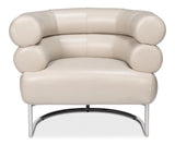 Rondo Occasional Steel and Leather White Armless Chair Club Chairs LOOMLAN By Sarreid