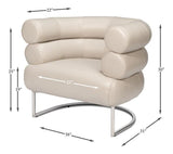 Rondo Occasional Steel and Leather White Armless Chair Club Chairs LOOMLAN By Sarreid