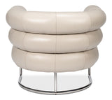 Rondo Occasional Steel and Leather White Armless Chair Club Chairs LOOMLAN By Sarreid