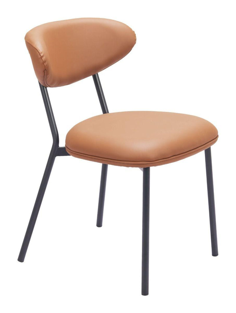 Rorun Wood and Steel Brown Armless Dining Chair (Set of 2) Dining Chairs LOOMLAN By Zuo Modern